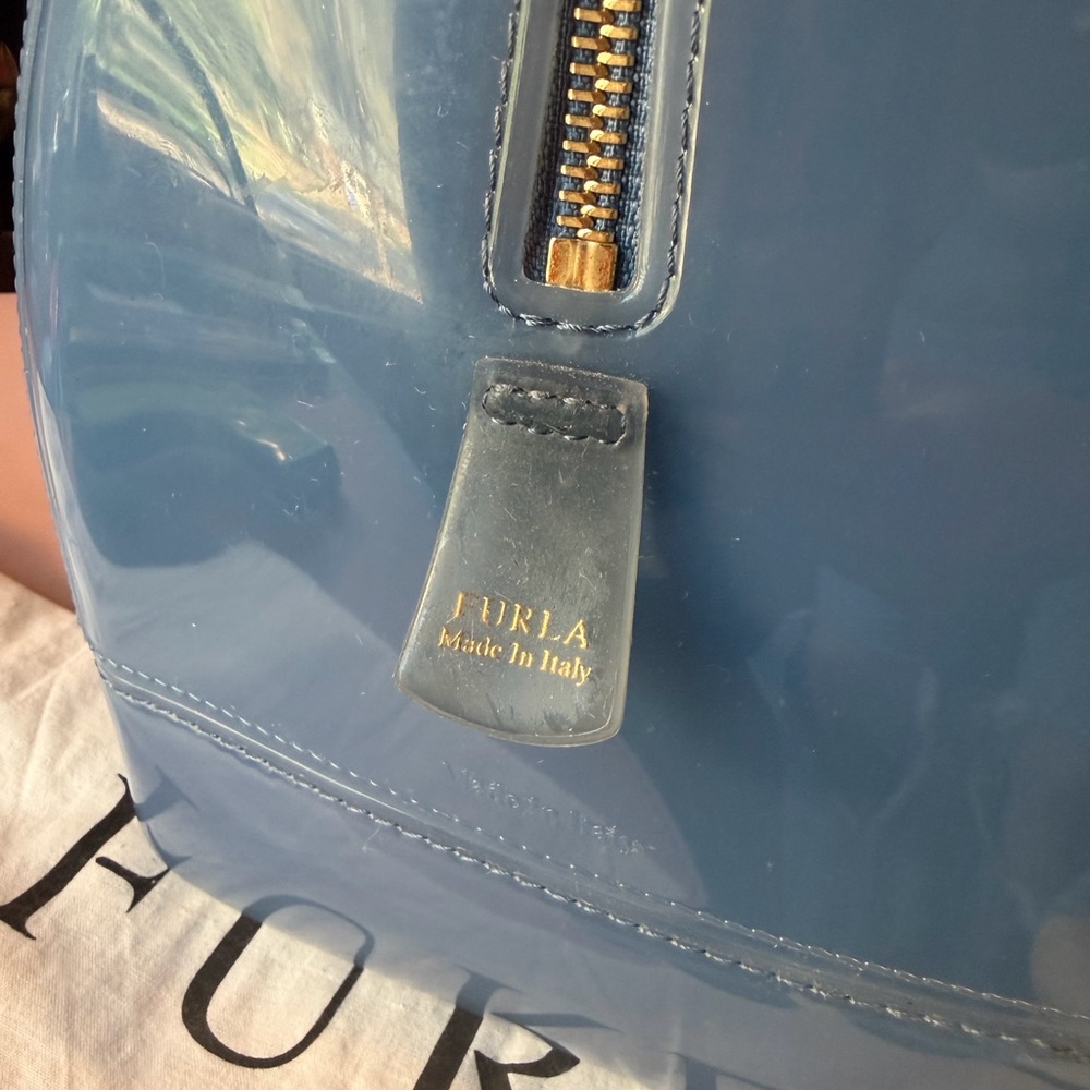 Furla Patent Leather Dome Satchel in Royal Blue - Picture 10 of 16